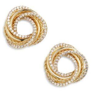 💕NATASHA💕 Crystal Infinity Twist Stud Earrings ~ Gold Crystal NWT